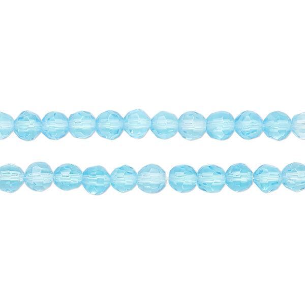 Bead, glass, translucent light blue, 4mm faceted round. Sold per pkg of (2) 12-inch strands, approximately 160 beads. image number 0