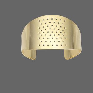 Bracelet component, cuff, gold-plated brass, 1-1/2 inches wide with 59 holes, adjustable from 7-1/2 to 8 inches. Sold individually.