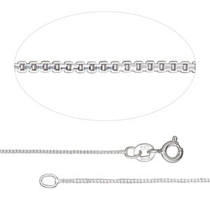 Chain 1pkg1 sterling silver Venetian box, 0.7mm / springring clasp, Gossamer™ 18 inch