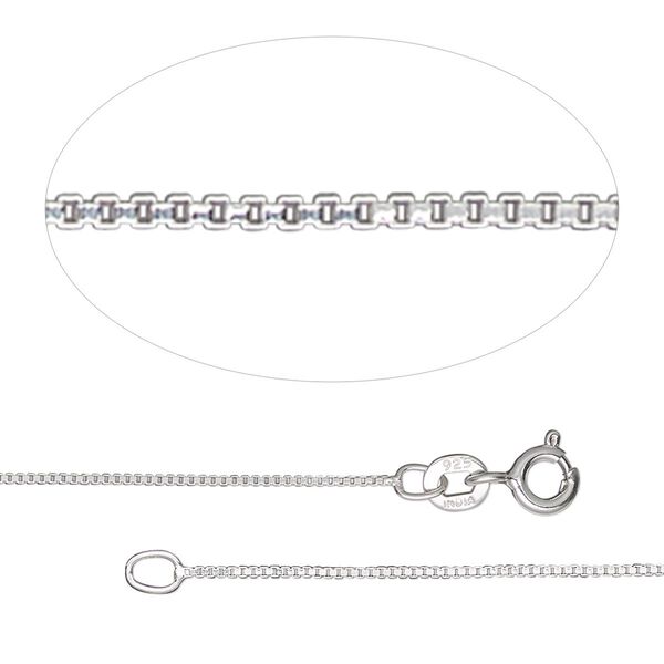 Chain, Gossamer™, sterling silver, 0.7mm Venetian box, 18 inches with springring clasp. Sold individually. image number 0