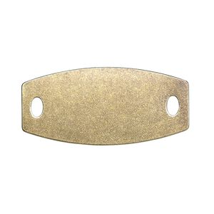 Focal, brass, 35x16mm double-sided flat rounded rectangle blank with (2) 4x2mm holes. Sold per pkg of 4.