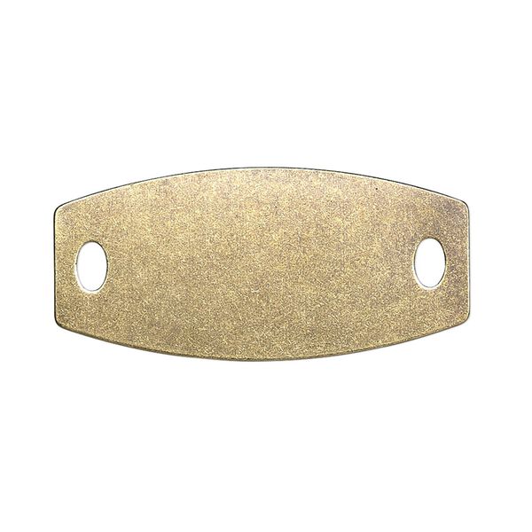Focal, brass, 35x16mm double-sided flat rounded rectangle blank with (2) 4x2mm holes. Sold per pkg of 4. image number 0
