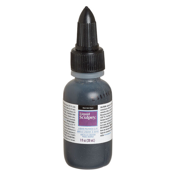 Liquid polymer clay, Liquid Sculpey®, opaque black. Sold per 1-fluid ounce bottle. image number 0