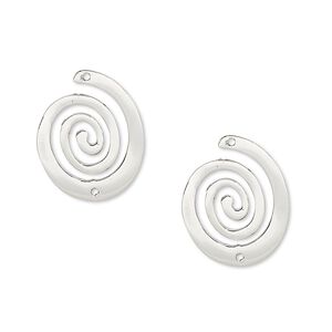 Link, sterling silver, 17x14mm spiral. Sold per pkg of 2.