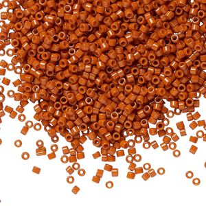 Seed bead, Delica®, glass, pkg/50g, #11 round, Duracoat® opaque outside dyed terra cotta (DB-2352).