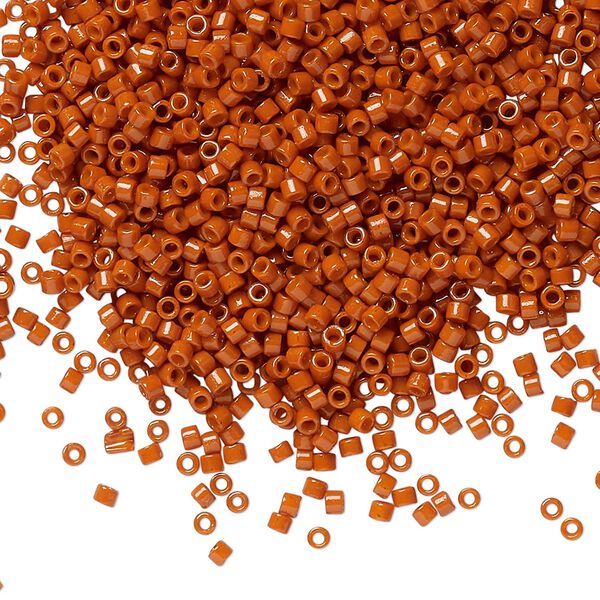 Seed bead, Delica®, glass, pkg/50g, #11 round, Duracoat® opaque outside dyed terra cotta (DB-2352). image number 0