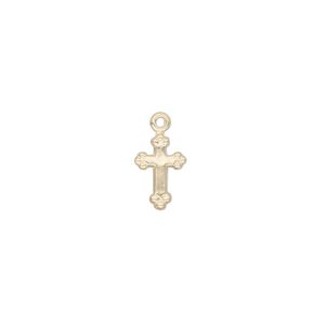 Drop, 14Kt gold-filled, 11x7mm cross. Sold per pkg of 2.