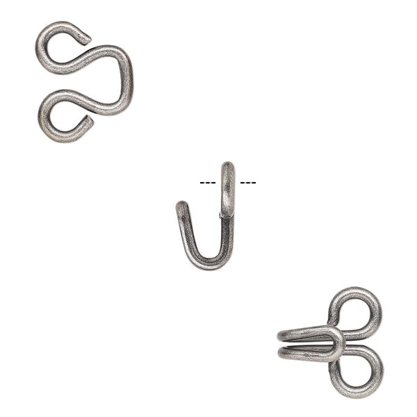 Clasp hook&eye 1pkg10 gunmetal-plated, 20x14mm, brass 1-strand image number 0