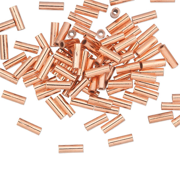Crimp, copper, 6x2mm seamless tube. Sold per pkg of 100. image number 0