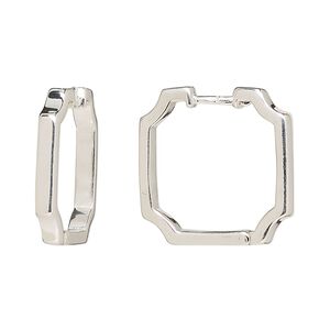 Earring, Create Compliments®, sterling silver, 21mm square hoop with endless-loop closure. Sold per pair.