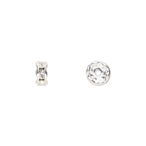 Bead 12pk crystal silver plate, Preciosa Czech crystal 6x3mm rondelle image number 0