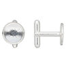 Cuff link 1pkg2 silver-finished brass, 12mm round bezel setting. 1 pair. image number 1