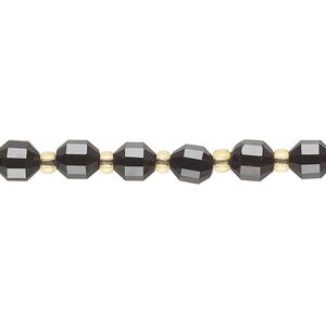 Black onyx 1pkg1, hand-cut faceted drum bead 8 inch 6mm