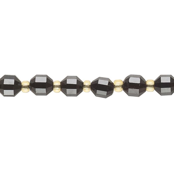 Black onyx 1pkg1, hand-cut faceted drum bead 8 inch 6mm image number 0