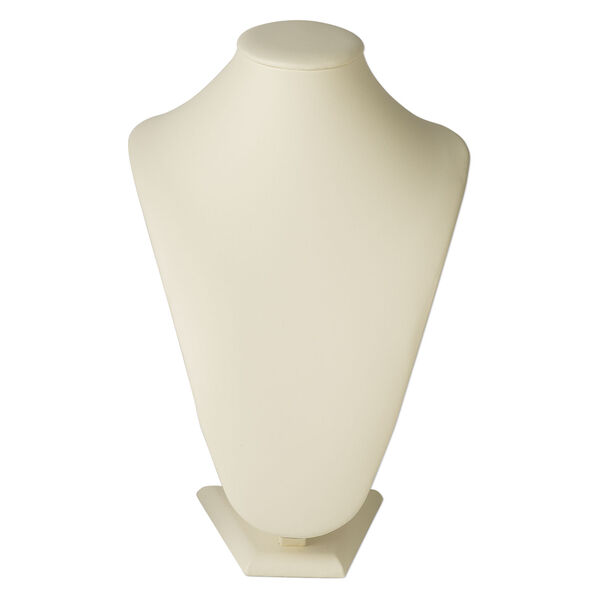 Display, necklace, leatherette, cream, 11 x 7-1/4 x 6 inches. Sold individually. image number 0
