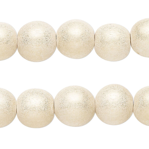 Taiwanese cheesewood 1pkg2, hand-cut painted round bead 15.5-16 inch gold cream 12mm image number 0