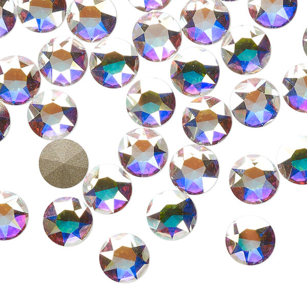 Round stone 144pk crystal AB foil back, Swarovski® 7.07-7.27mm light round SS34 1098 image number 0