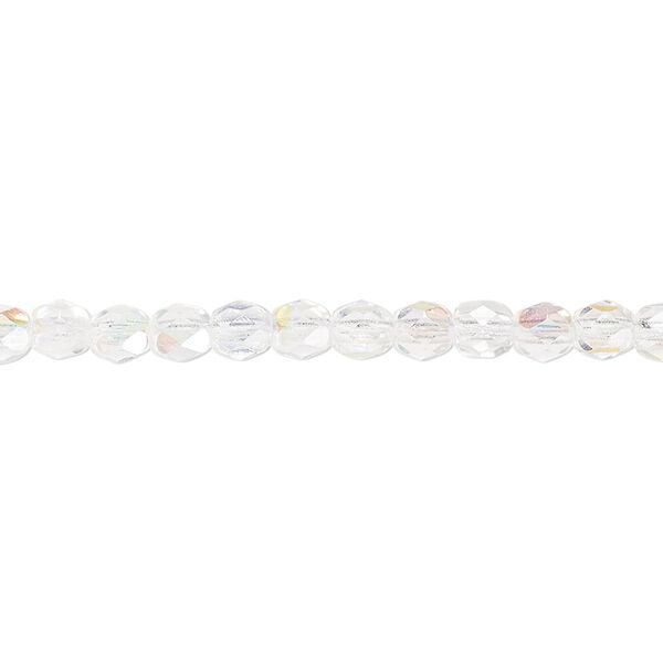 Bead, Czech fire-polished glass, clear AB. 4mm faceted round. Sold per pkg of 1,200 (1 mass). image number 0