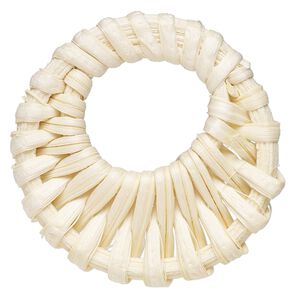 Focal, rattan wood, cream, 46mm go-go. Sold per pkg of 2.