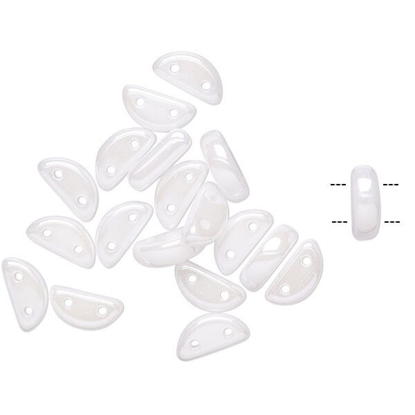Bead, Preciosa, Czech pressed glass, opaque alabaster snow white, 8.5x3mm half moon with (2) 0.8-0.9mm holes. Sold per pkg of 20. image number 0
