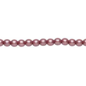 Bead, Czech glass druk, opaque satin mauve, 4mm round. Sold per 15-1/2" to 16" strand.