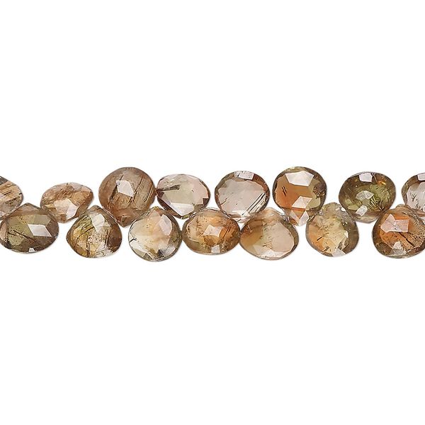 Andalusite 1pkg1, hand-cut top-drilled faceted puffed teardrop bead natural , 7 inch 5-8mm image number 0