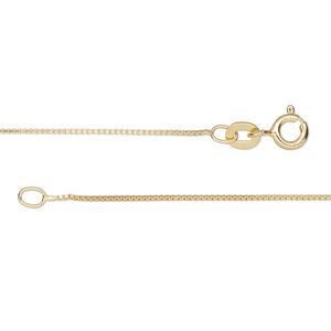 Chain 1pkg1 sterling silver box, 0.7mm / springring clasp, Gossamer™ "vermeil" 18 inch