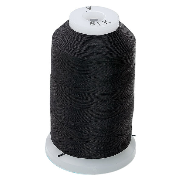 Thread, Purely Silk™, 3-ply, black, size A. Sold per 425-yard spool. image number 0