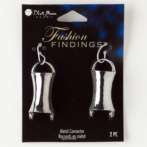 Charm, gunmetal-finished "pewter" (zinc-based alloy), 27x17mm bamboo with 2 loops. Sold per pkg of 2.