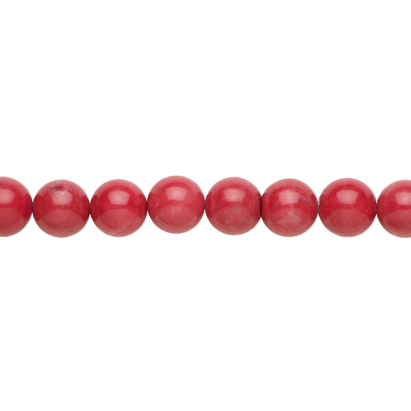 Bead, howlite (dyed), red, 6mm round, B grade, Mohs hardness 3 to 3-1/2. Sold per 15-1/2" to 16" strand. image number 0