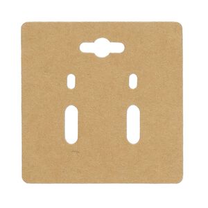 Earring card, kraft paper, 2-inch square, for leverback earrings. Sold per pkg of 50.