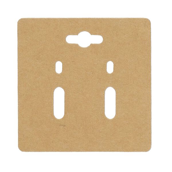 Earring card, kraft paper, 2-inch square, for leverback earrings. Sold per pkg of 50. image number 0