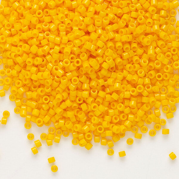 Seed bead, Delica®, glass, pkg/250g, #11 round, Duracoat® opaque outside dyed light squash (DB-2103). image number 0