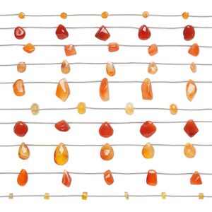 Carnelian 1pkg10, hand-cut mixed shapes bead 4.5 inch 4x2mm-16x13mm