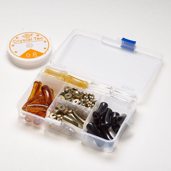 Bead and cord mix, acrylic and CCB, pkg/1, mixed colors, 34.5x13.5mm curved round tube and 10x2.5mm heishi. image number 0