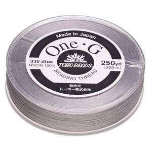 Thread, One-G™, nylon, pkg/250 yards, light grey, size 0.