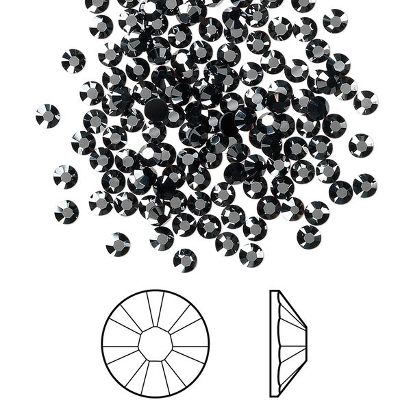 Flat back 144pk jet hematite foil back, Crystal Passions® 2.5-2.7mm rose round SS9 2058 image number 0
