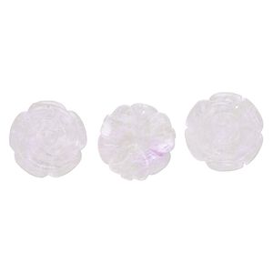 Focal mix, glass, translucent light purple, 40x35mm-40x40mm top-drilled carved speckled flower. Sold per pkg of 3.