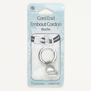 Clasp hook 1pkg1 "pewter" (zinc alloy), 32mm round, antique silver-finished 1-strand