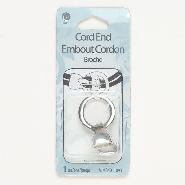 Clasp hook 1pkg1 "pewter" (zinc alloy), 32mm round, antique silver-finished 1-strand image number 0