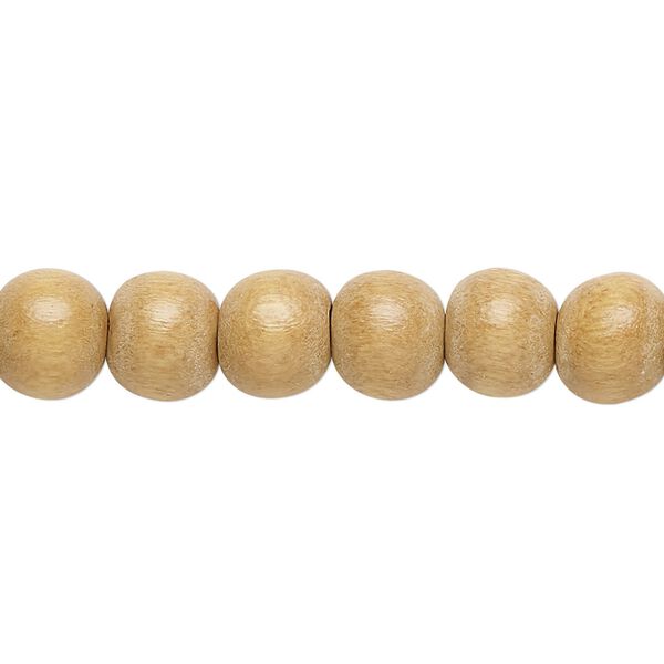 Bead 1pkg1, Taiwanese cheesewood (dyed / waxed), beige, 7-8mm round, 15-1/2 to 16 inches. image number 0