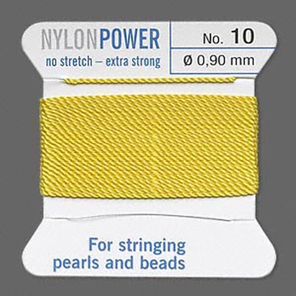 Thread, Griffin, nylon, yellow, size #10. Sold per 2-meter card (approximately 78 inches). image number 0