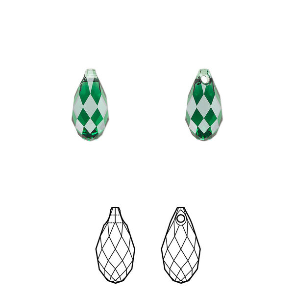 Briolette 144pk majestic green, Swarovski® 11x5.5mm pendant drop 6010 image number 0