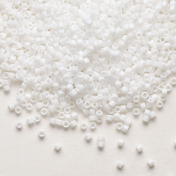 Seed bead, Delica®, glass, pkg/250g, #11 round, opaque matte rainbow chalk white (DB-0351). image number 0
