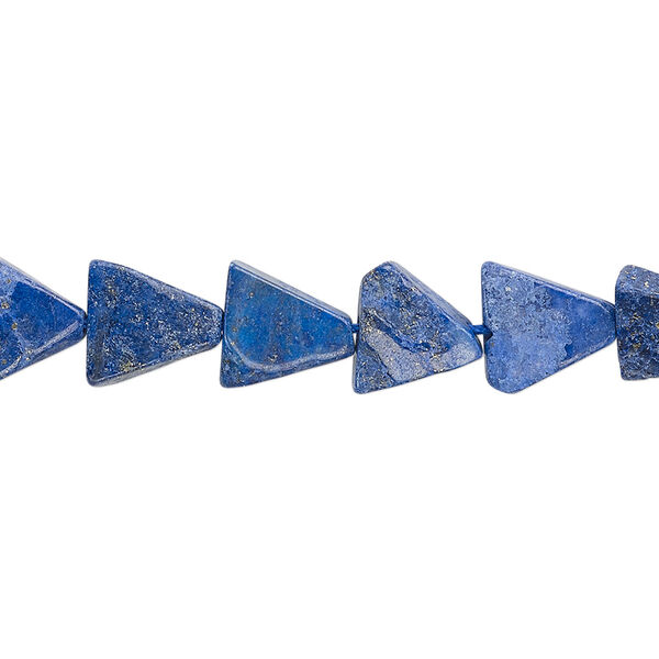 Bead, lapis lazuli (dyed), 8x8x7mm-11x11x11mm hand-cut flat triangle, C- grade, Mohs hardness 5 to 6. Sold per 13-inch strand. image number 0
