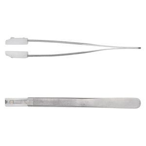 Tweezers, stainless steel and nylon, white, 5-1/4 inches with 3/4x1/4 inch tips for straightening wire. Sold individually.