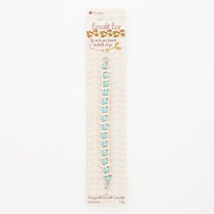 Bracelet component, leather / acrylic / silver-finished steel, turquoise blue and white, 10mm wide, 6 inches. Sold individually.