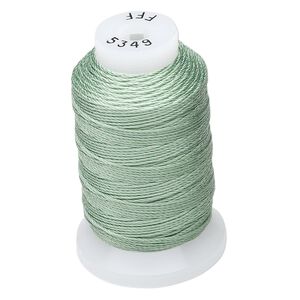 Thread, Purely Silk™, medium green, size FFF. Sold per 92-yard spool.