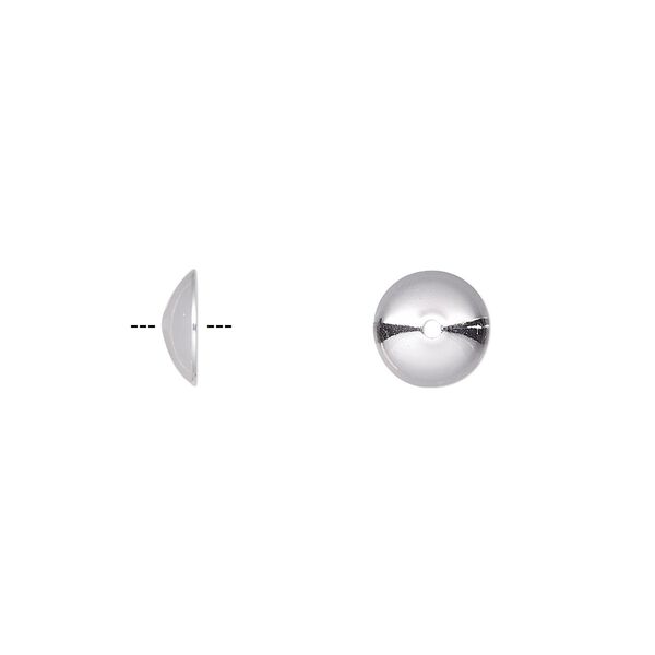 Bead cap, sterling silver-filled, 8x2.5mm smooth round, fits 8-10mm bead. Sold per pkg of 6. image number 0
