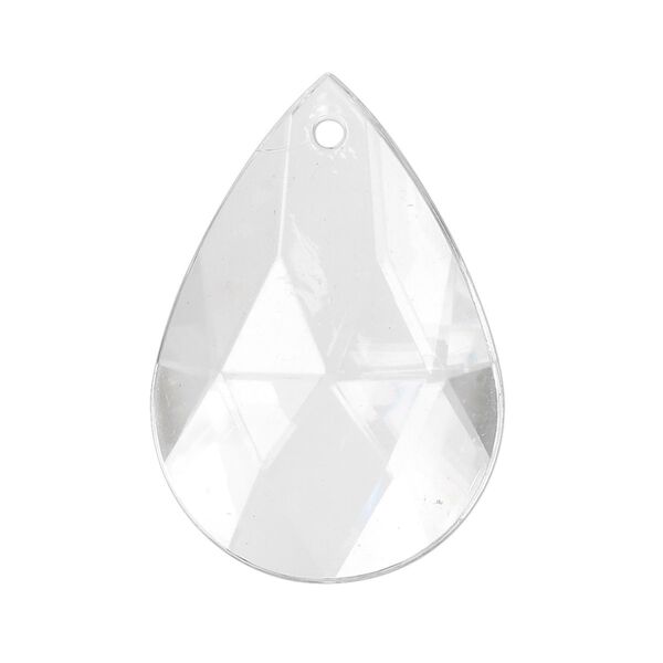 Focal, acrylic, clear, 34x23mm top-drilled faceted teardrop. Sold per pkg of 50. image number 0